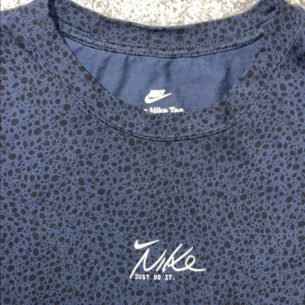 Navy Blue Black Nike Tee Shirt XXL Leopard Print Just Do It Printed Sleeve JDI